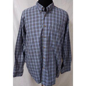 Wrangler Premium Quality Mens 2XL Blue Plaid Long Sleeve Wrinkle Resist Shirt